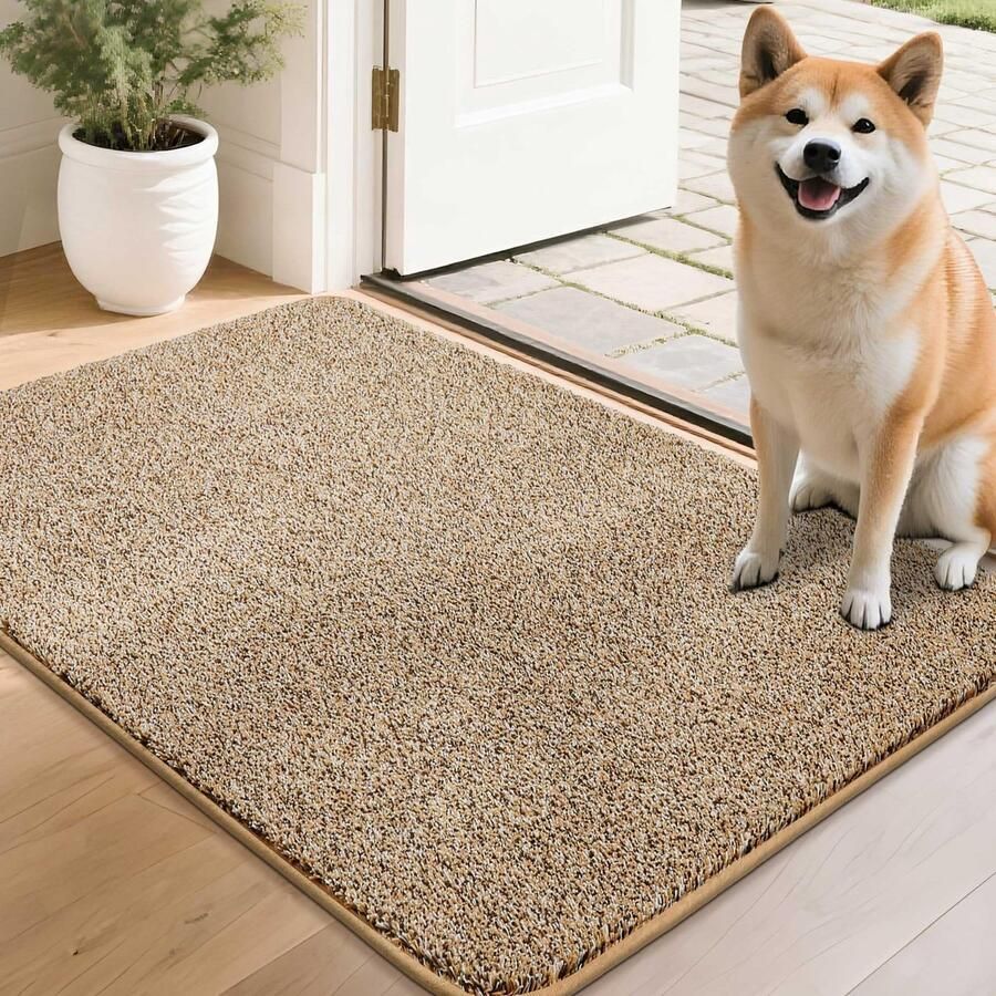COSY HOMEER Binnendeurmat 50 x 80 cm Zachte absorberende en vuilafstotende deurmat met antislip lage vuilvangmat machinewasbaar voor achterdeur entree gang keuken beige