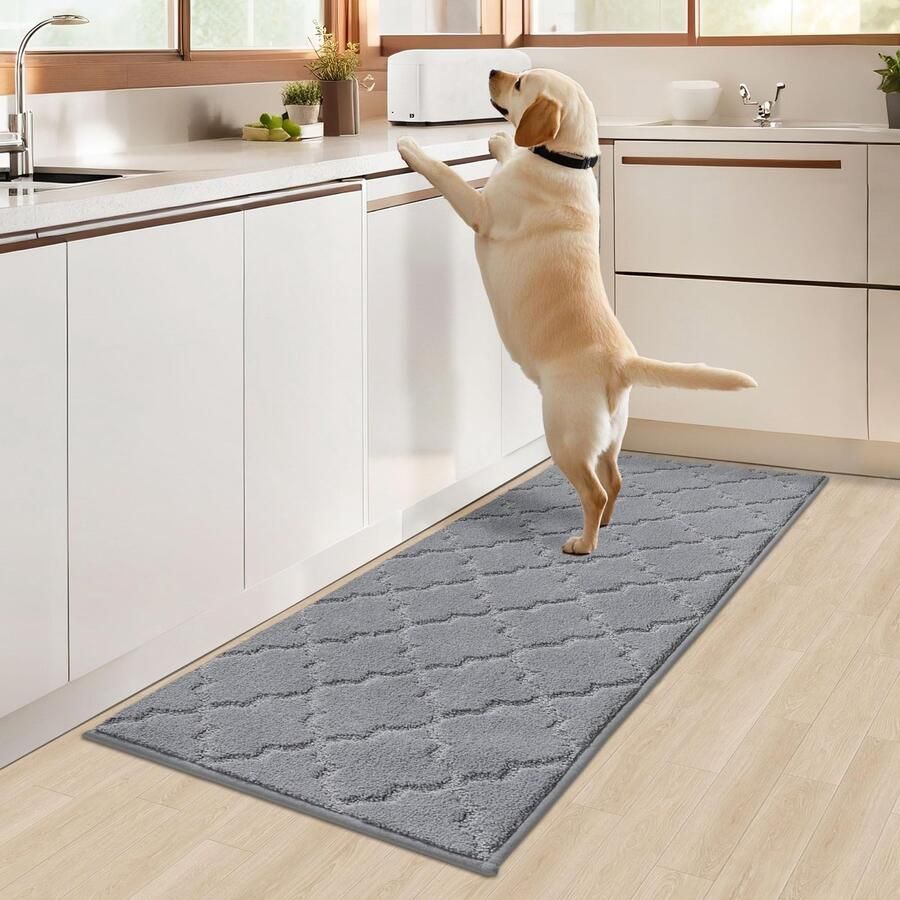 COSY HOMEER keukenmat 50 x 150 cm antislip keukenloper wasbaar keukenmat halmat loper voor keuken hal woonkamer grijs