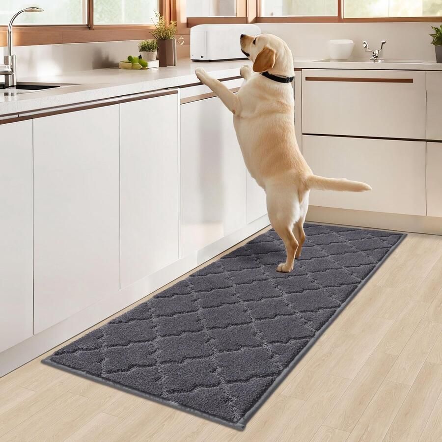 COSY HOMEER keukenmat 50 x 150 cm antislip keukenloper wasbaar keukenmat halmat loper voor keuken hal woonkamer donkergrijs
