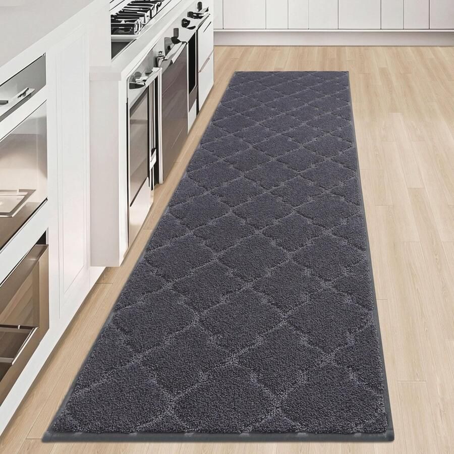 COSY HOMEER keukenmat 50 x 200 cm antislip keukenloper wasbaar keukenmat halmat loper voor keuken hal woonkamer donkergrijs