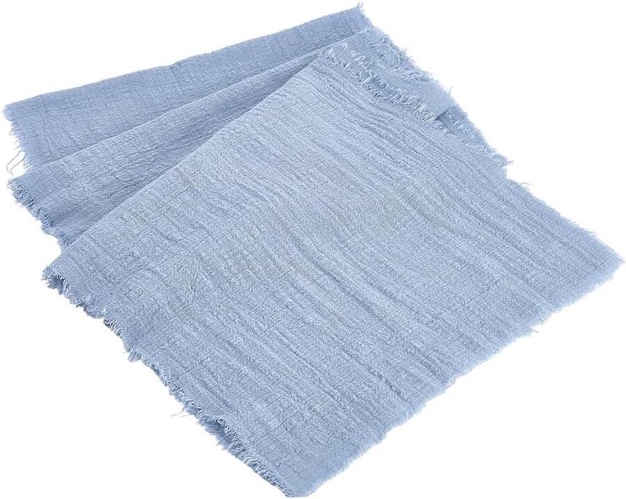 CRASPIRE Cotton Table Runners 182 x 30cm Long Sky Blue Rustic Slub Linen Table Cloth Machine Washable Farmhouse Durable Boho Dining Table Decoration for Home Living Room Kitchen Coffee Party