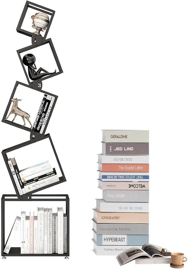 Creatieve 5-laags multifunctionele boekenkast ruimtebesparend robuust metaal 1 stuk
