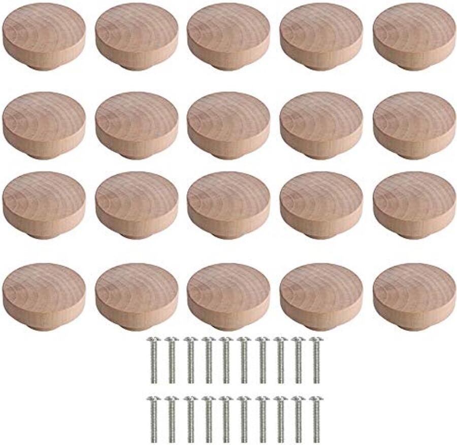 Creatieve Houten Deurknoppen 20 Stuks Ronde Paddenstoelvorm Perfect voor Kasten en Lades