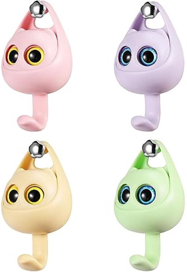 Creatieve zelfklevende kapstokhaken 4 stuks knipoog kattenhaken voor handdoeken hoeden jassen tassen riemen en sleutels Draagvermogen tot 2 5 kg