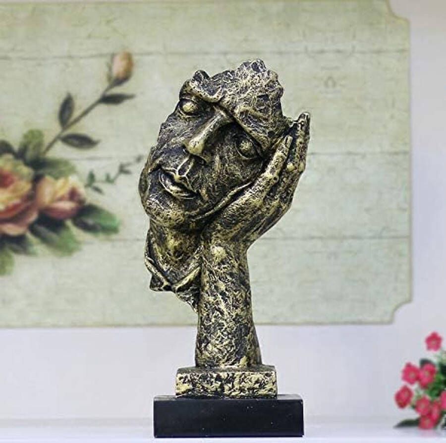 Creative Desk Decorations The Thinker Statue Hand & Face Statues & Sculptures for Home Living Room Decor (No Hearing Golds)