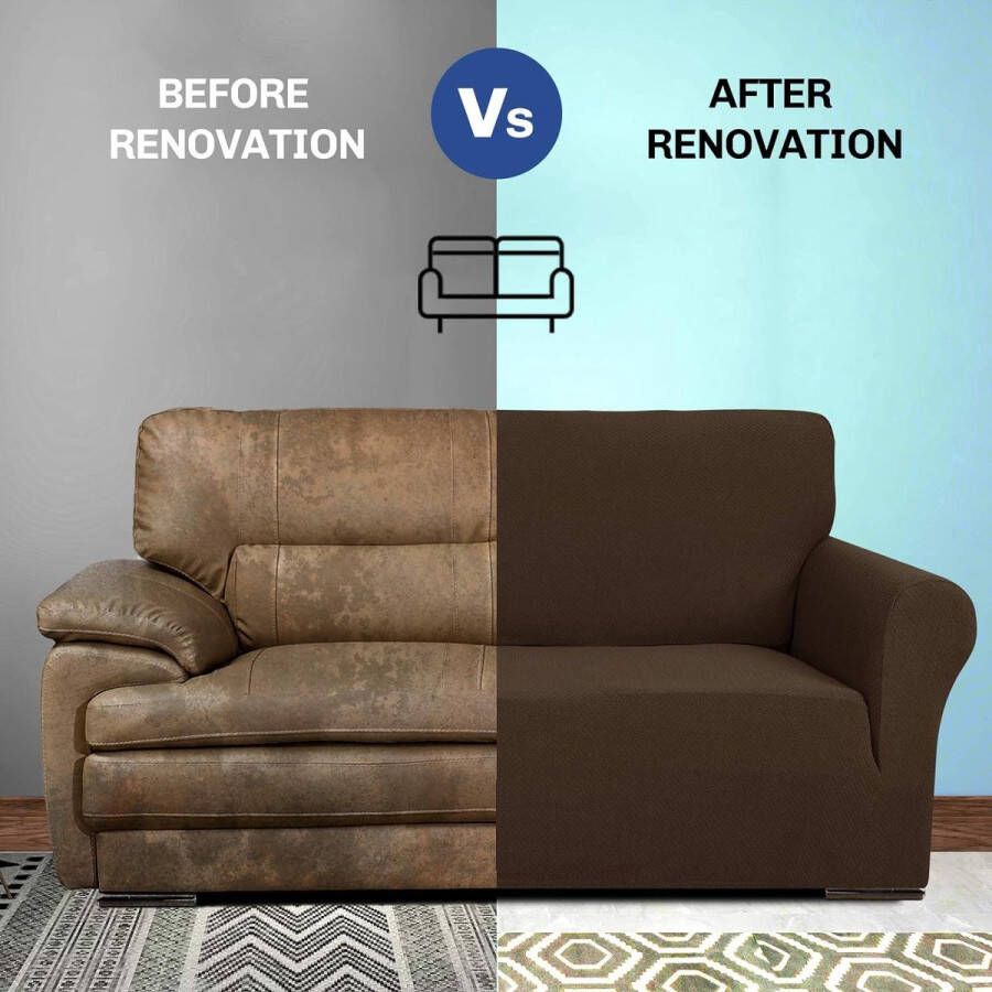 Creative Jacquard bankovertrekken voor 2-zits super stretch antislip liefdeszitje bankhoes voor honden huisdiervriendelijke Loveseat hoezen (2-zits donkere koffie)