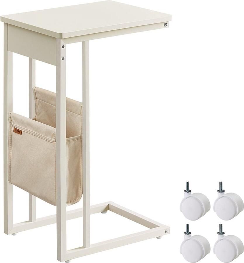 Rootz Living Rootz Crème Witte Bijzettafel Nachtkastje Spaanplaat Staal Polyester 30cm x 40cm x 62cm