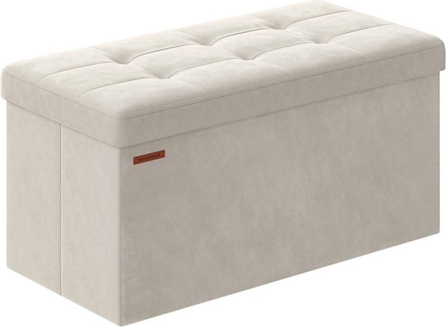 Rootz Living Rootz Crème Witte Zitkist Opberger Poef Gestoffeerde Bank MDF Fluwelen Schuim 38cm x 76cm x 38cm 5 6kg 300kg Capaciteit