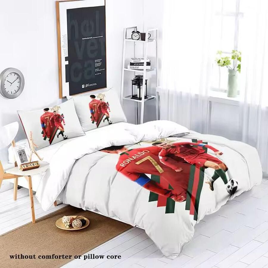 Cristiano Ronaldo CR7 Voetbal beddengoed- Cristiano Ronaldo Portugal Slaapkamer Beddengoed- EK Voetbal Portugal Deken Beddengoed set bed laken Dekbedovertrek