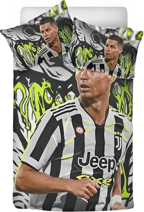 Cristiano Ronaldo Dekbedovertrek CR7 Voetbal Beddengoed Cristiano Ronaldo Portugal Slaapkamer Beddengoed Set Juventus Deken Bed Laken 135x200 80x80x2 cm