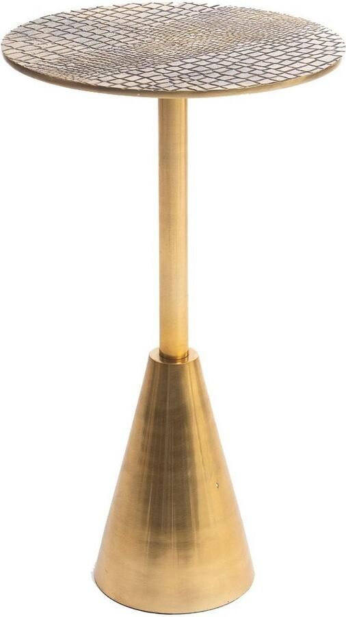 Rootz Living Rootz Croco Bijzettafel Messing Bijzettafel Kleine Accenttafel Stijlvolle Croco Print Ruimtebesparend 35cm x 35cm x 60cm