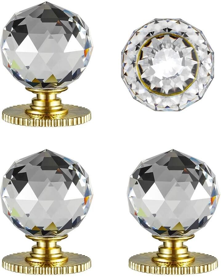 Crystal Knoppen voor Kast 40mm 4 stuks Sunshine Gold