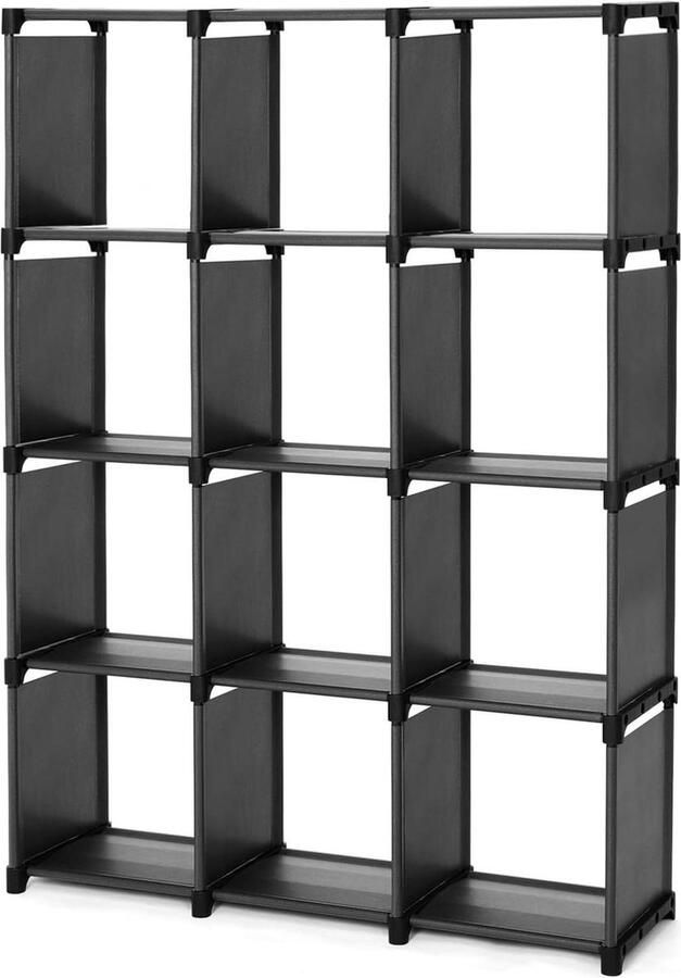 Cube Storage 12-Kubus Boekenkast Organiser Opbergrek Badkamer Zwart Inclusief Rubber Mallet opbergrek