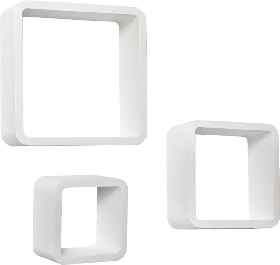 Bolt Edge Cube Wandplank Zwevend Wandrek Boekenplank Set van 3 Wit MDF