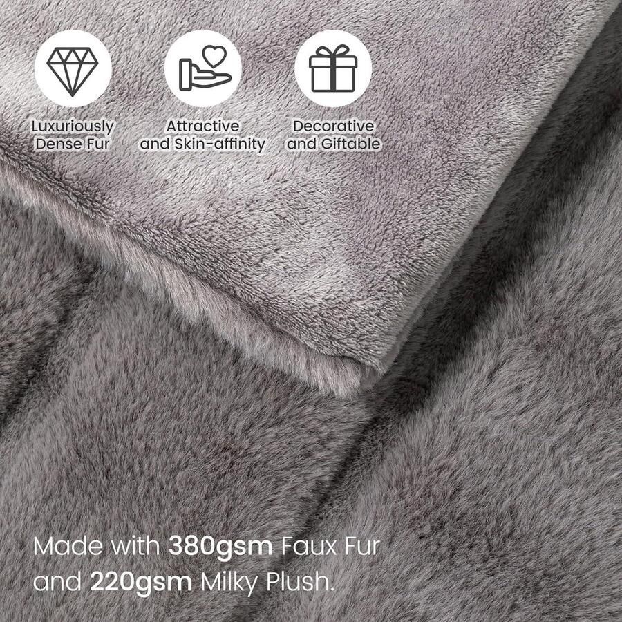 Cuddly Blanket Fluffy Plush Super Soft 500 gsm Sofa Living Warm Winter Bedspread Blanket for Bed Couch Bedroom (Grey 130 x 160 cm)