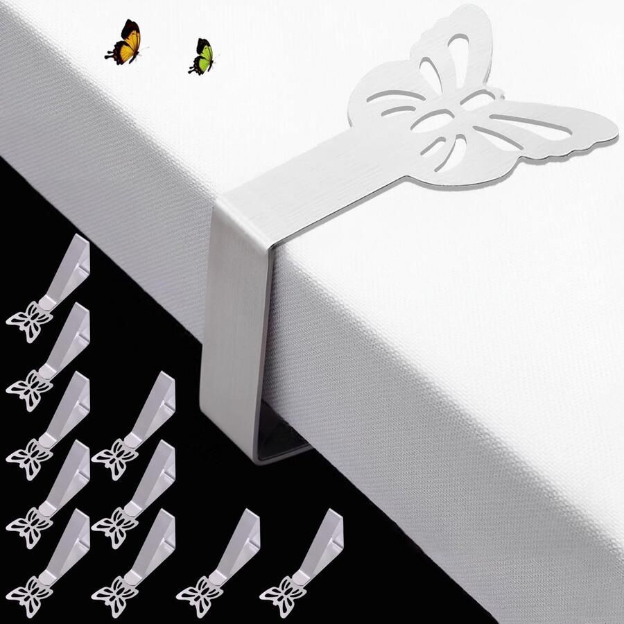 CUNGLIN Tafelkleedklemmen RVS 10-pack tafelkleedklemmen voor dikke tafels tuintafels restaurants familietafels tafelkleedklemmen voor buiten tafelkleedklemmen