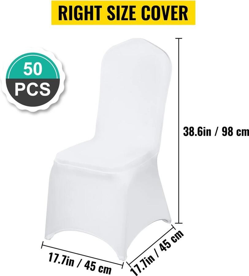 Currentgoodz Bruiloft Stoelhoezen Stoelbekleding 50Stuks Stretch Hoes Universele Stoel Cover Wit