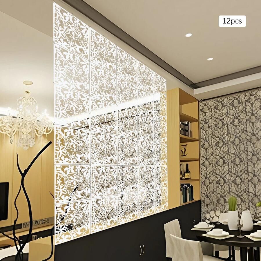 Currentgoodz Kamerverdeler Scheidingswand Ruimteverdeler Decoratie Woonkamer Wandpanelen Wit 12-delig