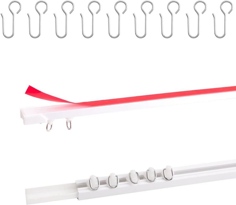 Curtain Rail Ceiling Wall Mounted Self-Adhesive Ceiling Rail Room Divider Curtain Rod No Drilling No Screws Curtain Hangers for Bathroom Shower Curtain