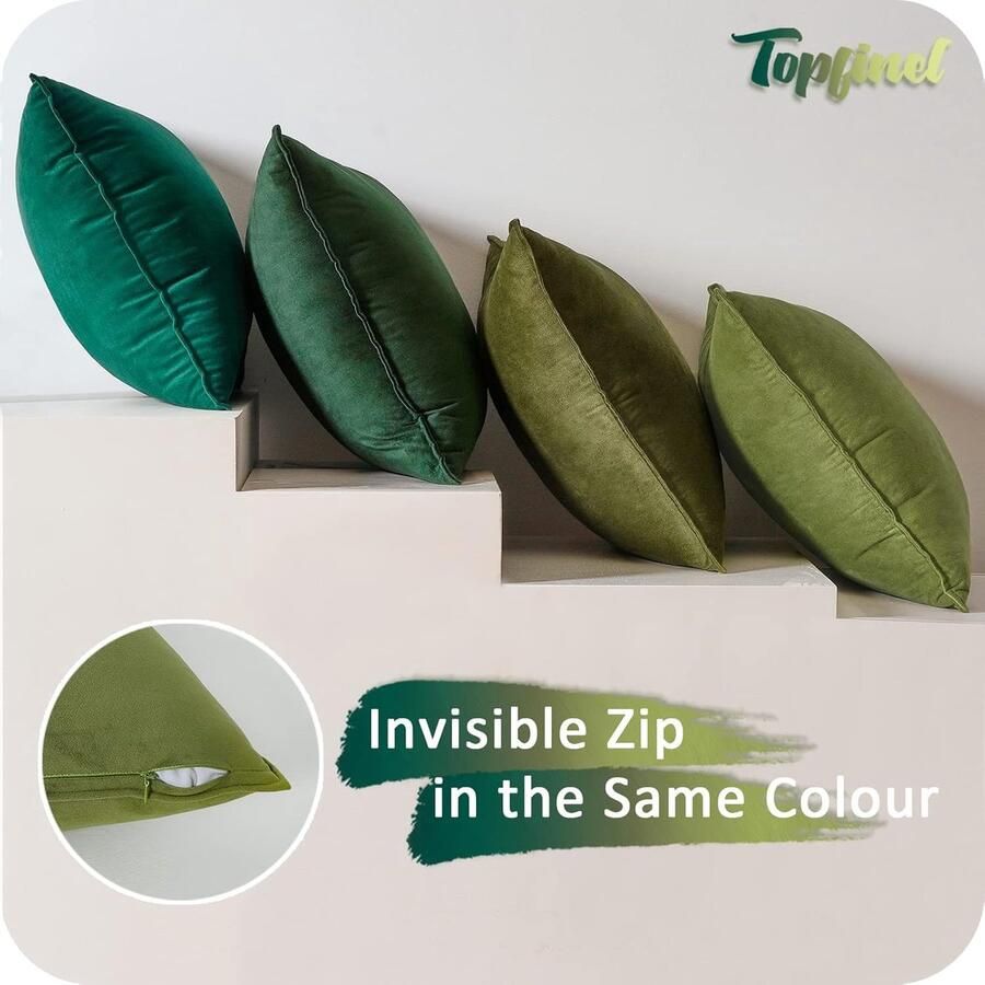 Cushions 50cm x 50cm Sofa Bed Chair Green Velvet Cushion Covers Fluffy Large Soft Pillowcases Set of 4 voor Woonkamer Decoratie Kussenset
