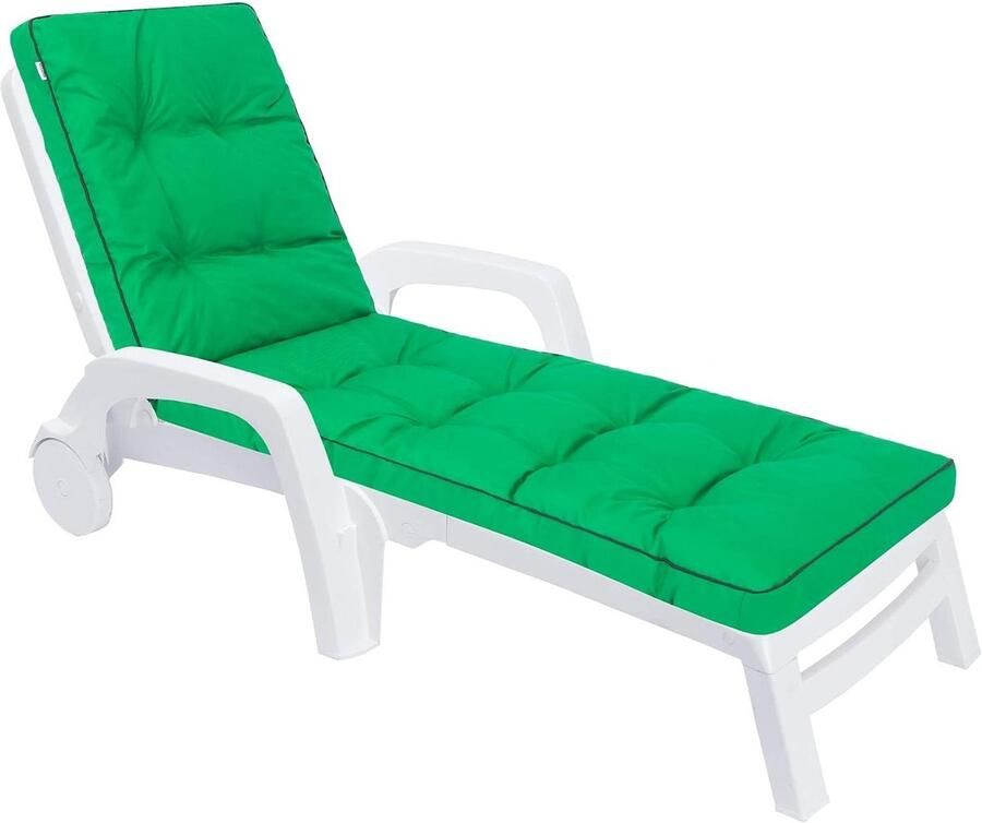 Cushions for Deck Chair Sun Lounger Garden Lounger 201 x 55 x 8 cm Comfortable Cushion in Green