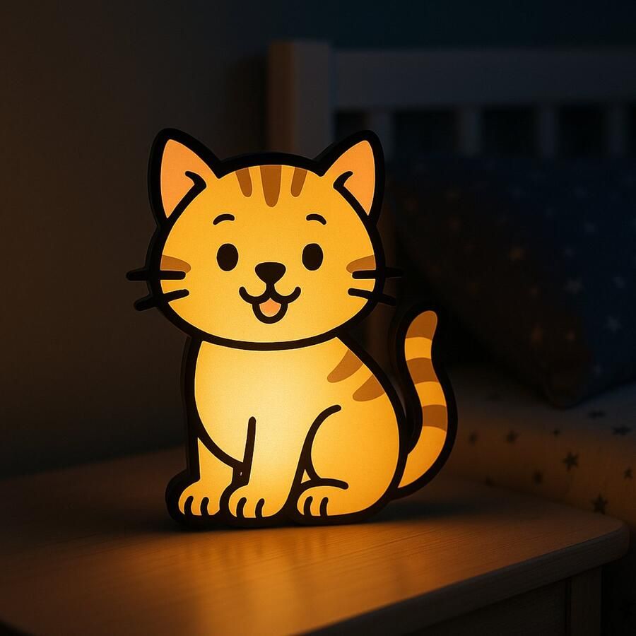 Cute Cat Nachtlampje – Cartoon Kat Lightbox voor Kinderen – Sfeervolle 3D LED Lamp als Nachtlamp – USB – Kinderkamer of Cadeau Leeslampje Kinderen Cadeau Jongen Meisje of Baby Muur Decoratie Kunst Kinderkamer Babykamer Origineel 1