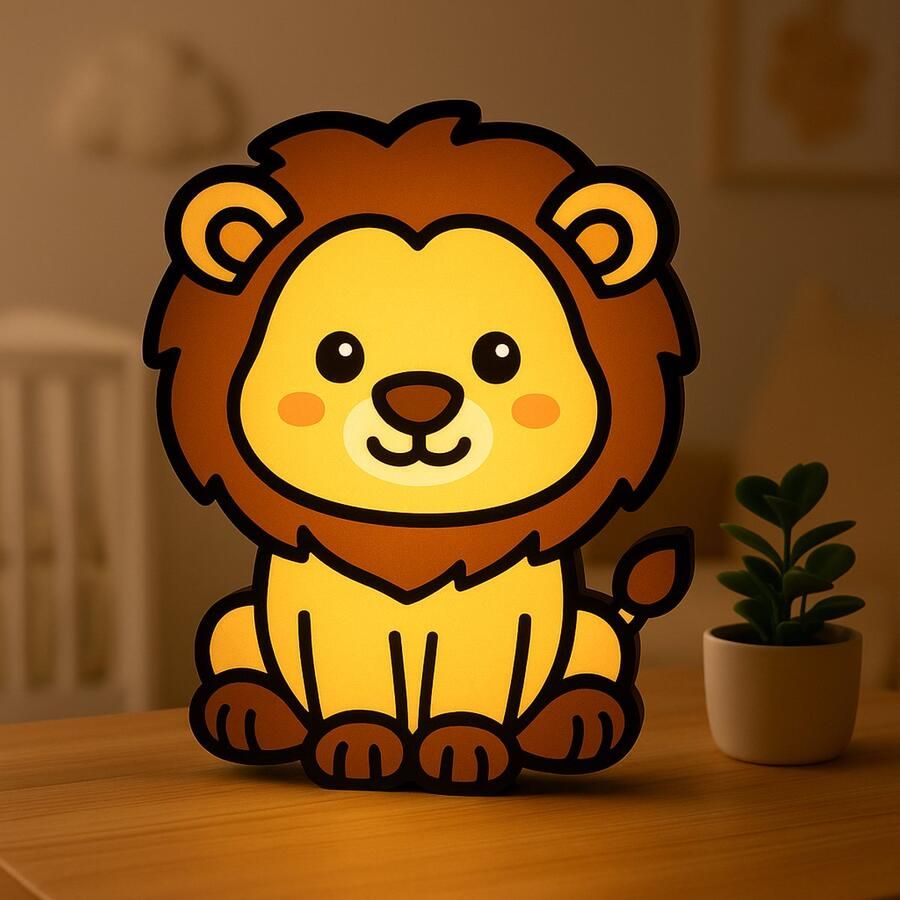 Cute Night Lion Kinderlamp – Cartoon Leeuw Nachtlamp USB – 3D Lightbox Sfeerverlichting voor Babykamer of Peuter – Origineel Dieren Cadeau Leeslampje Kinderen Cadeau Jongen Meisje of Baby Muur Decoratie Kunst Kinderkamer Babykamer | 1