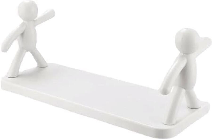 Cyrank Floating Shelf Wall Mounted Shelf Hole Small Doll Shape Large Capacity Plastic Stable Bearing Storage Shelf for Bedroom Bathroom Kitchen Wall(White)