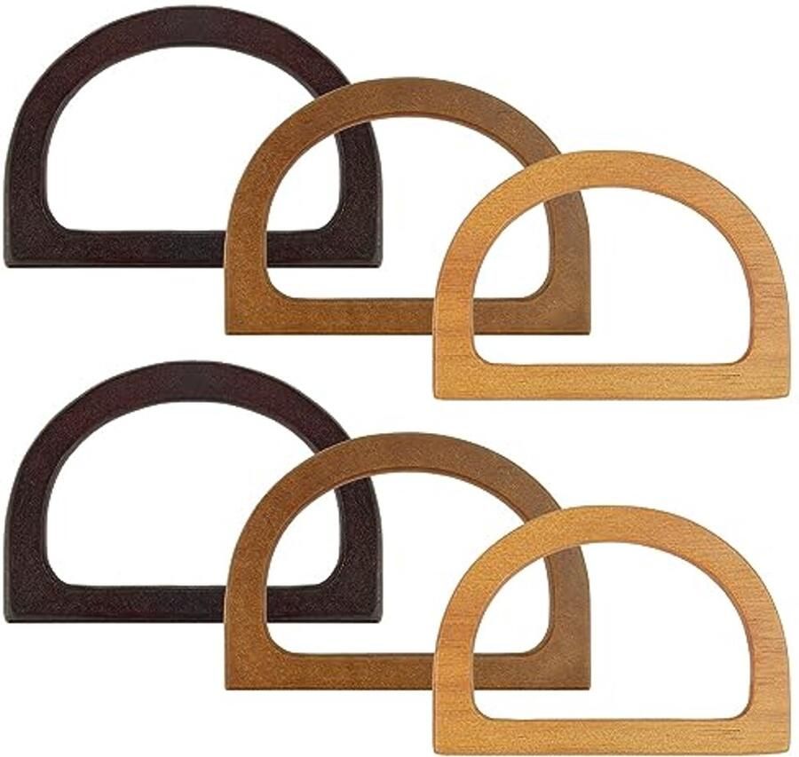 D-vormige houten tassengrepen 6 stuks Handtas handvat vervanging voor DIY projecten