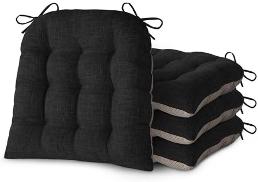 D-vormige Stoelkussens Set van 4 voor Eetkamerstoelen Antislip Achterkant Veilige Band Dikke en Gezellige Zitkussen 46x42x7 6 cm