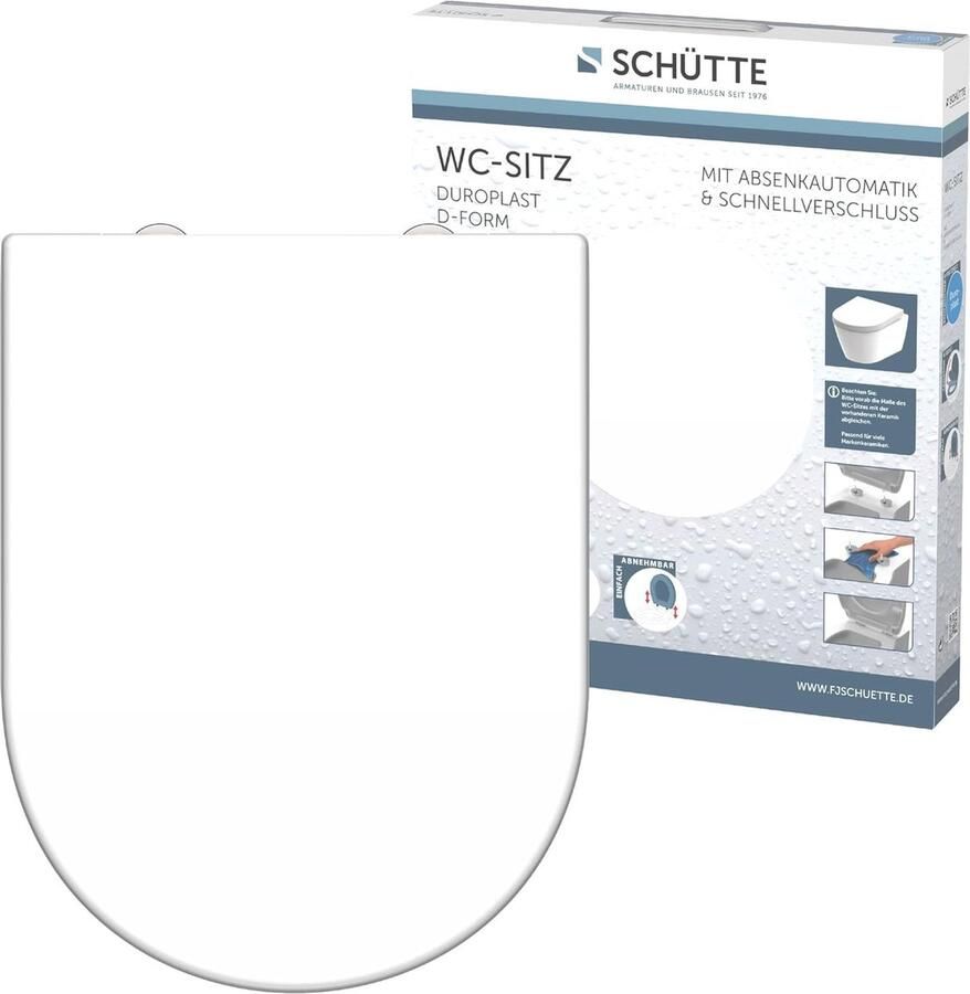 D-vormige Wc-bril Duroplast met Softclose en Snelsluiting Wit 150 kg Max. Belastbaarheid