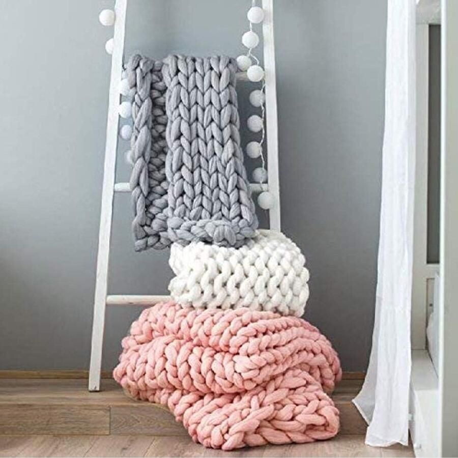 OmGoods Dailygoody Gezellige Chunky gebreide deken Handgemaakt garen Perfect voor bank en bed Veelkleurig Huisdecoratie Comfort voor huisdier - Foto 4