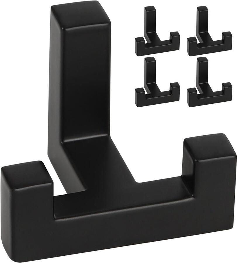 DAIRYCOF 5 stuks kapstokhaken zwarte zinklegering kapstokhaken akoestische panelen wandhaken zwarte kapstokhaken (Tetris kapstokhaak zinklegering)