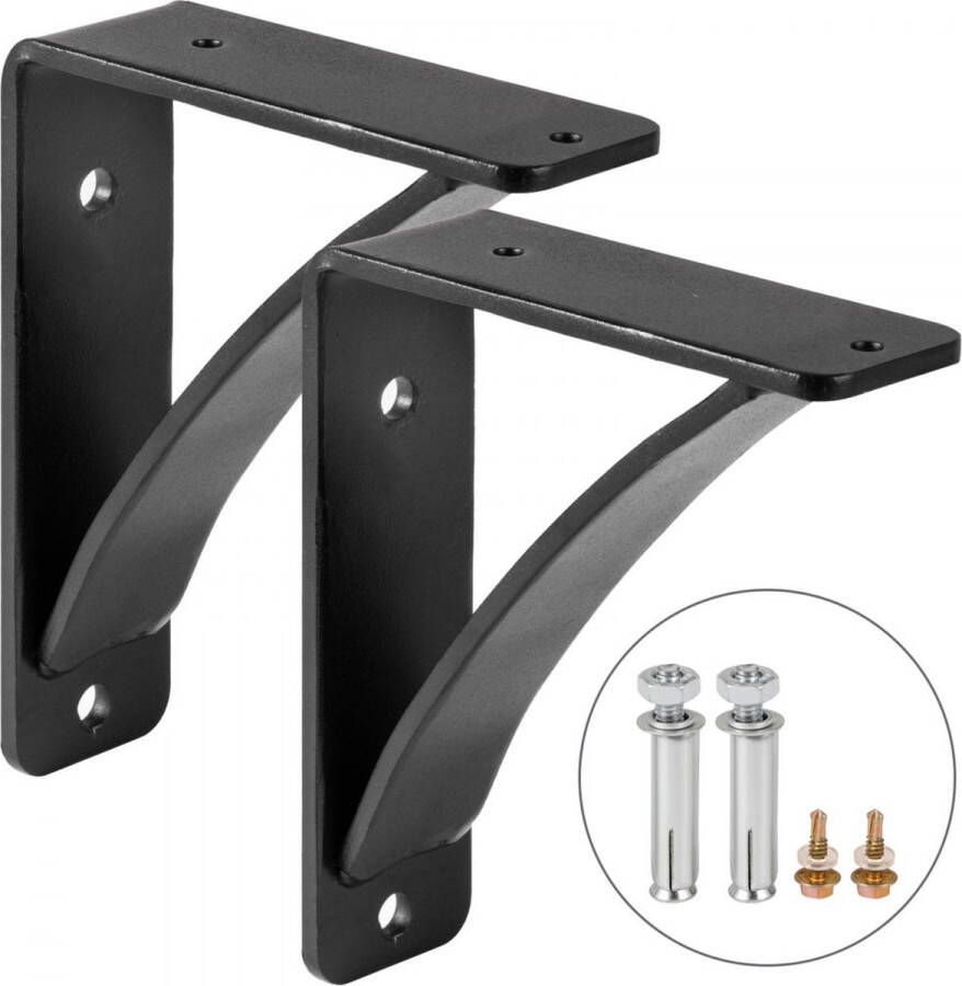 Dakta Plankdrager Zwaar Plank Steun 7x6x2 2 Stuks Wandplank Matzwart 450lbs