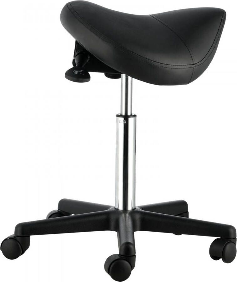 Dakta Zadelkruk met wielen 400lb Gewichtscapaciteit Ergonomische Rolling Zadelkruk In Hoogte Verstelbaar Verdikt PU Leer Draaibare Zadelkruk Stoel voor Salon Spa Clinic Zwart