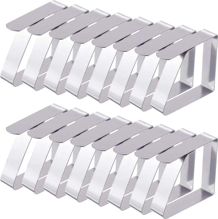 Ibenzoa Tafelklemmenset van 16 Stuks voor Gelegenheden Roestvrij Staal Zilver Voor Binnen en Buiten