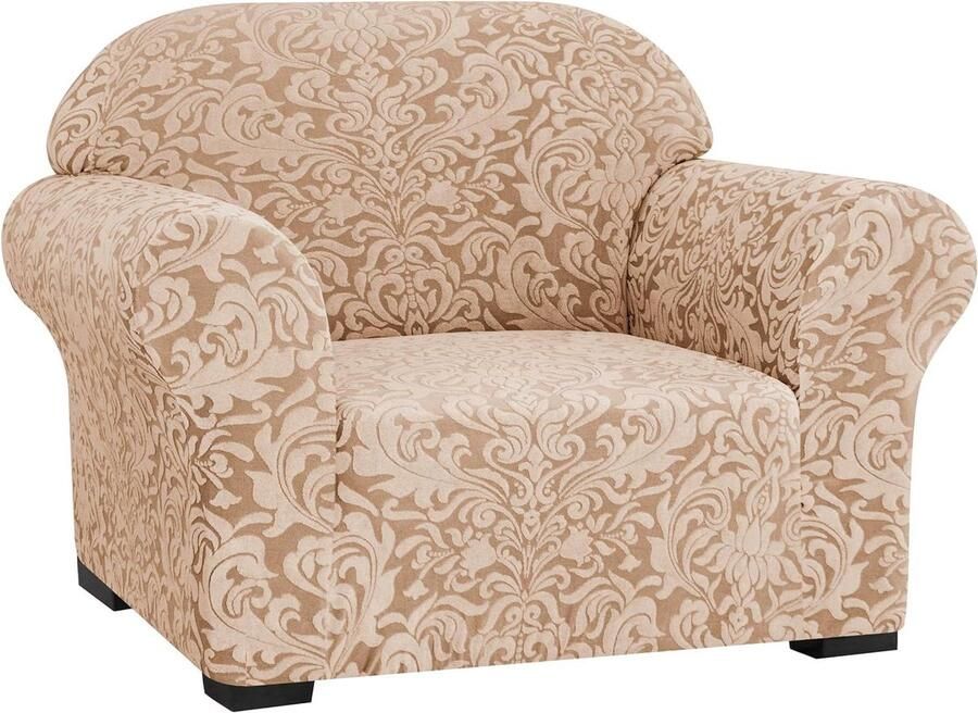 Damast Sofa Cover 1 Stuk 1-zits Stretch Jacquard Meubelbeschermer Woonkamer Bank Slipcovers Stoel Beige