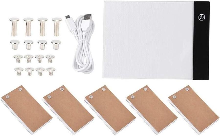 Daumenkino Kit met ultradunne led-lichtbox A6 animatieboeken met bindschroeven (USB)