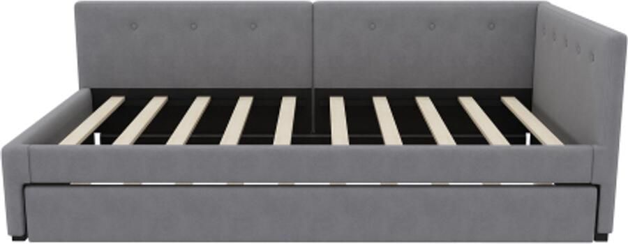 Daybed 90x200cm zonder matras grijs met uittrekbed slaapbank eenpersoons bed minimalistisch ontwerp Geschikt voor slaapkamer