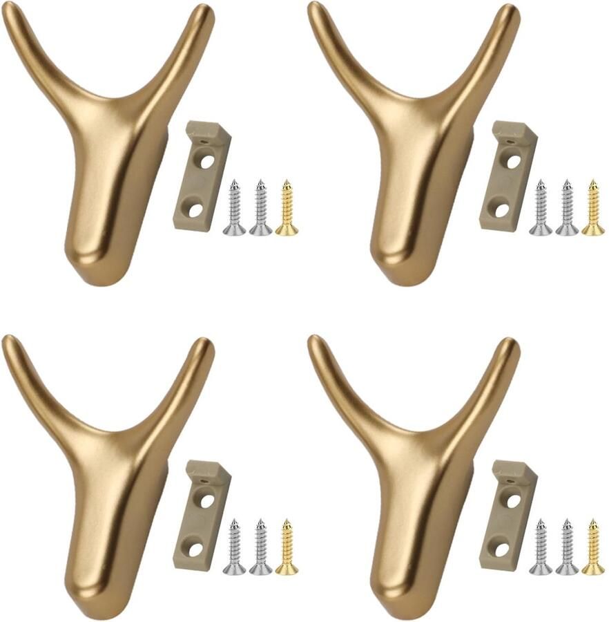 DAZZLUXE 4 stuks gouden kapstokhaken wandhaken jashaken garderobehaken jashaken matte gouden haken garderobehaken