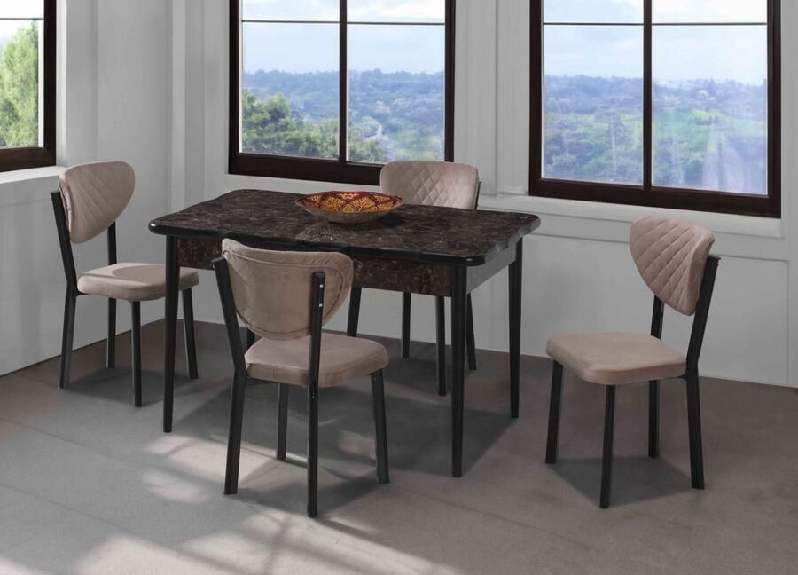 De Sfeer Keukentafel Eetkamertafel EetTafels Inklapbaar Zwarte Steen 165x80 cm 4 tot 6 personen MDF - Foto 2