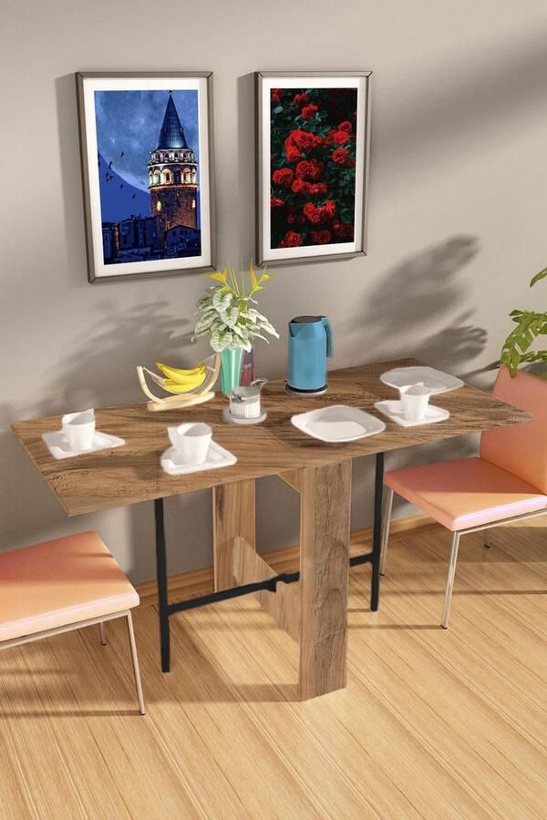 Dekornik SNS Home – Praktische Tafel – Eettafel – Eettafel uitschuifbaar – Opvouwbaar – Flamingo – 134 x 60 x 72 cm – Kudum - Foto 3