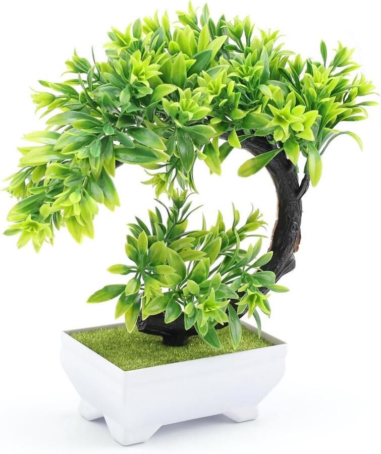 DEANKEJI Bonsai Artificial High Quality Artificial Plant Bonsai Plastic Plants Decorative Plants Artificial Plants for Balcony Garden Living Room Dining Table Office Decoration (Green)