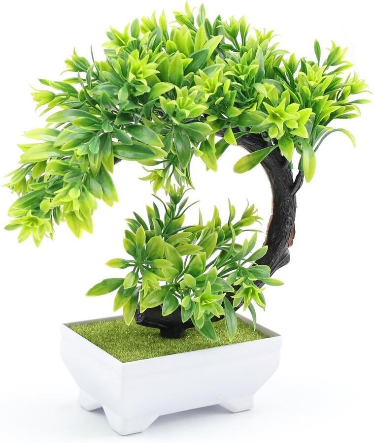 DEANKEJI Kunstmatige Bonsai Hoogwaardige kunstmatige bonsai plant kunststof planten decoratieve kunstplanten voor balkon tuin woonkamer eettafel kantoordecoratie (groen)