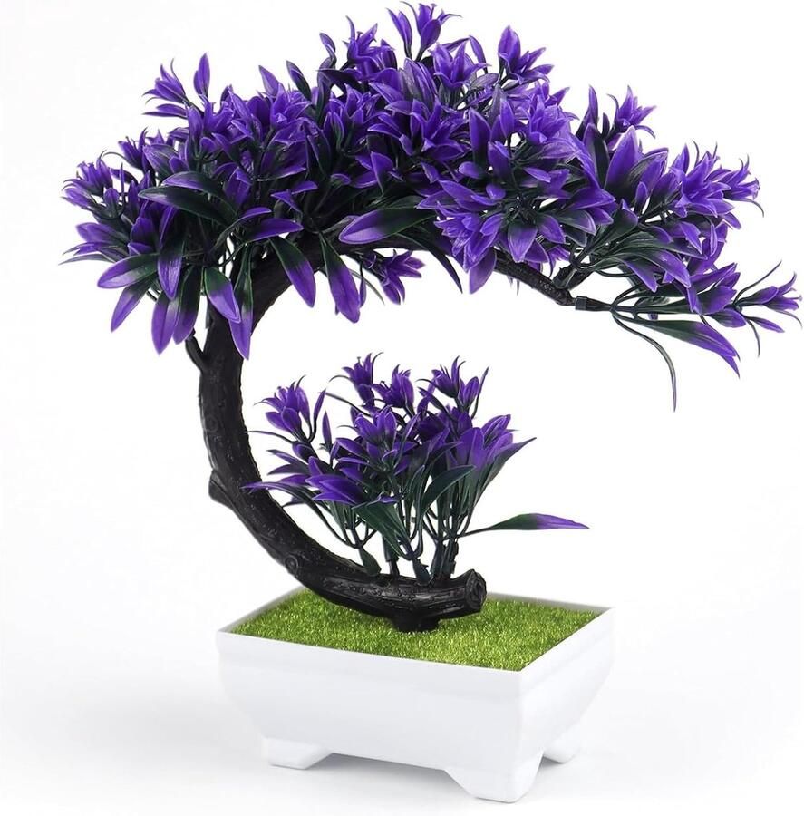DEANKEJI Purple Artificial Trees Bonsai Art Decoration Plastic Plants for Balcony Garden Living Room Dining Table Office Decoration