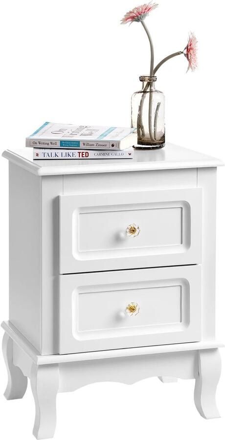 Vasagle RoyaLuxe Nachtkastje Nachtkastjes Set Van 2 Nachtkastjes Kast Kastje Nachtkastjes Modern Nachtkastje Wit Nachtkastje Hout Slaapkamer Decoratie Woonkamer Kastje Woonkamer kast Kasten Organizer