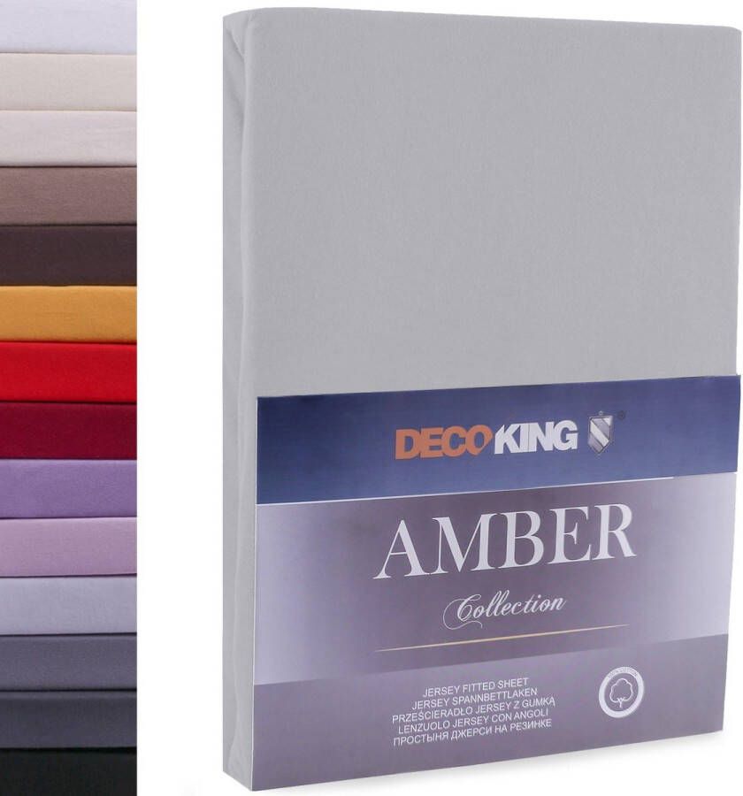 DecoKing hoeslaken 80x200 90x200 cm grijs stalen hoeslakens jersey 100% katoen boxspring bed Amber 80 x 200 90 x 200