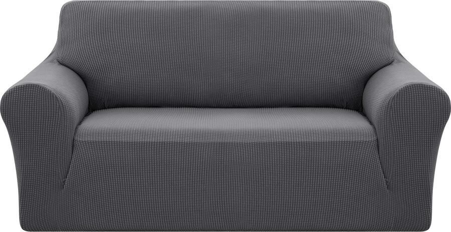 Deconovo Stretch Bankhoes 2 Zits 145-175 cm Fluweel Bankovertrekken voor Loveseat Meubelhoes voor Woonkamer Slaapkamer Antraciet