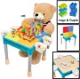 Decopatent Kindertafel met 1 Stoeltje Speeltafel met bouwplaat en vlakke kant Geschikt voor Lego & Duplo Bouwstenen - Thumbnail 3