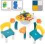 Decopatent Kindertafel met 2 Stoeltjes Speeltafel met bouwplaat en vlakke kant Geschikt voor Lego & Duplo Bouwstenen - Thumbnail 1